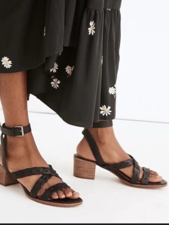 Madewell Shoes - Madewell Chunky stacked heels and whipstitched straps  leather sandals Black 8
